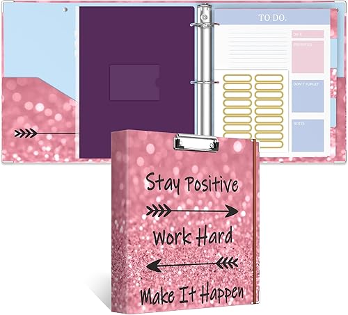 Miniatura 11 de Carpeta de 3 anillas, carpeta de anillos redondos de 1 pulgada con portapapeles, pestañas divisoras, fundas de bolsa con cremallera de PVC