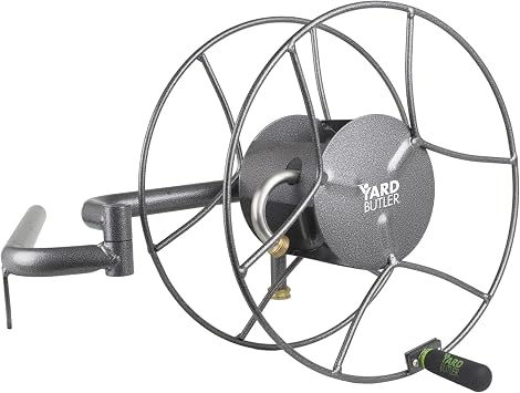 Yard Butler Swivel Hose Reel Wall Mount - 180 Degree Pivot Hose Hanger - Great for Garden Storage - Heavy Duty Steel - ISRWM-180