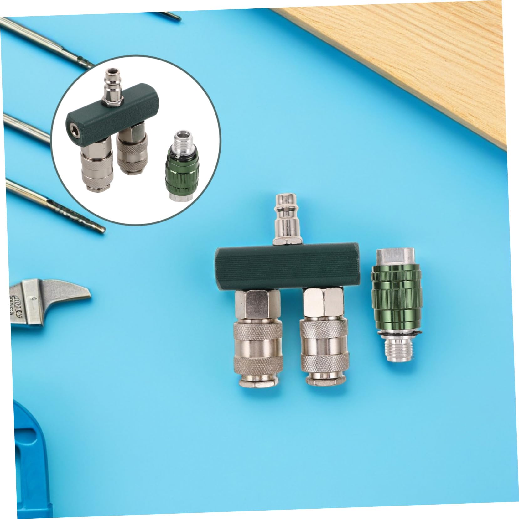 PRETYZOOM 4 Piezas Conector rápido ajuste de divisor neumático rápido Manguera de aire Splitter de rápida accesorios de aire de rápida hierro niquelado