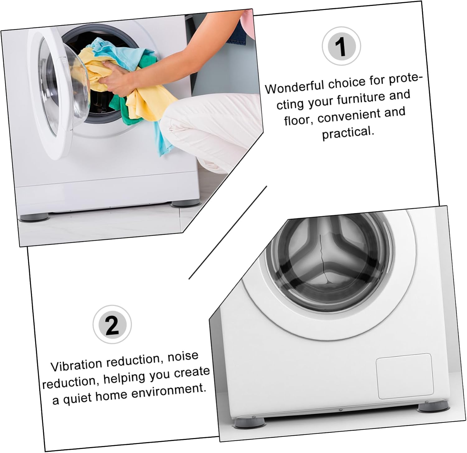 Veemoon 8pcs Furniture Heightening Pad Non- Washer Foot Mat for Noise Reduction Control for Home Hotel Bathroom More