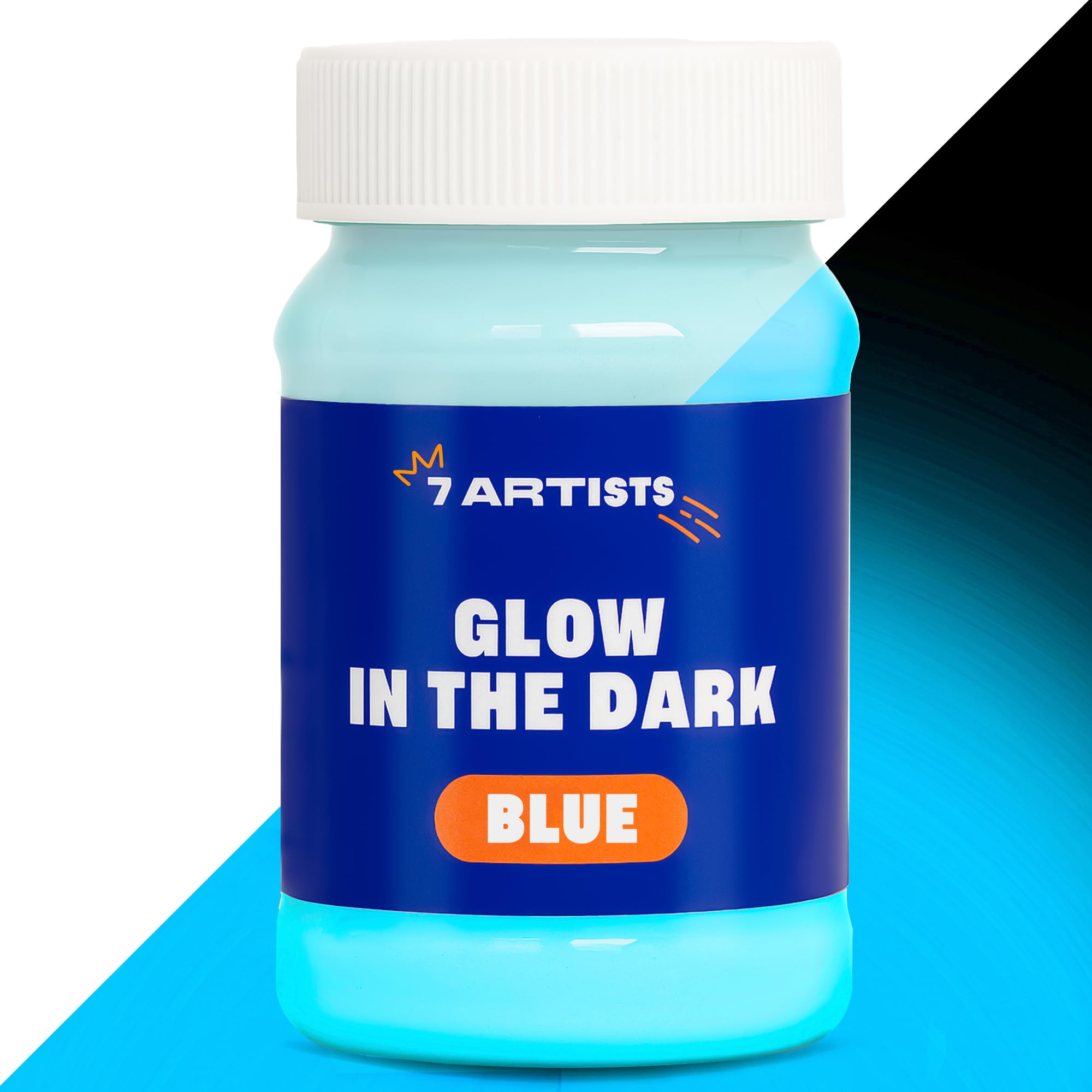 7 Artists Glow in the Dark Paint Blue 100 ml – Fluorescent Paint Acrylic for Canvas, Wood and Paper | Phosforescent, Neon, Luminous Piants for Art, Crafts, Festivals and Decoration