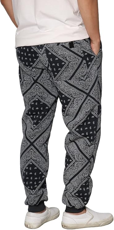 URBANJ Men's Bandana Fleece Jogger Pants S-3XL