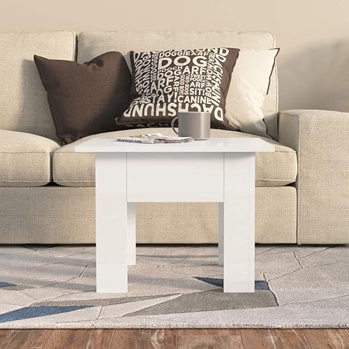 Miniatura 4 de Modern High Gloss White Coffee Table, Engineered Wood Square Medium Side Table, Living Room Furniture, 21.7x21.7x16.5 Inch Accent Mesa de Centro