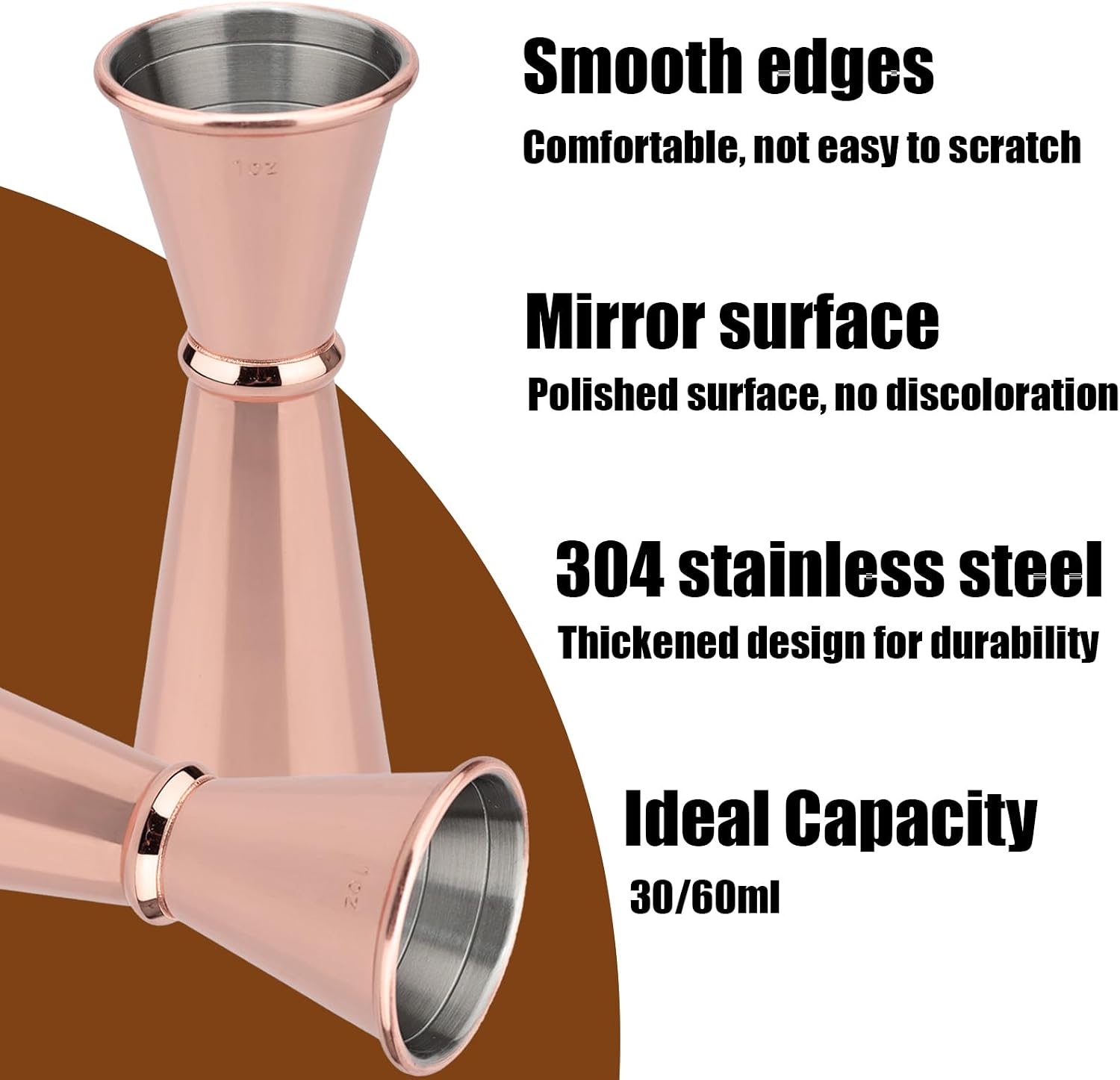 2 Pcs Jigger for Bartending, Cocktail Jigger 2 oz 1 oz with Measurements Inside, 304 Stainless Steel Jigger, bar Accessories, Cocktail Measuring Cup, Rose
