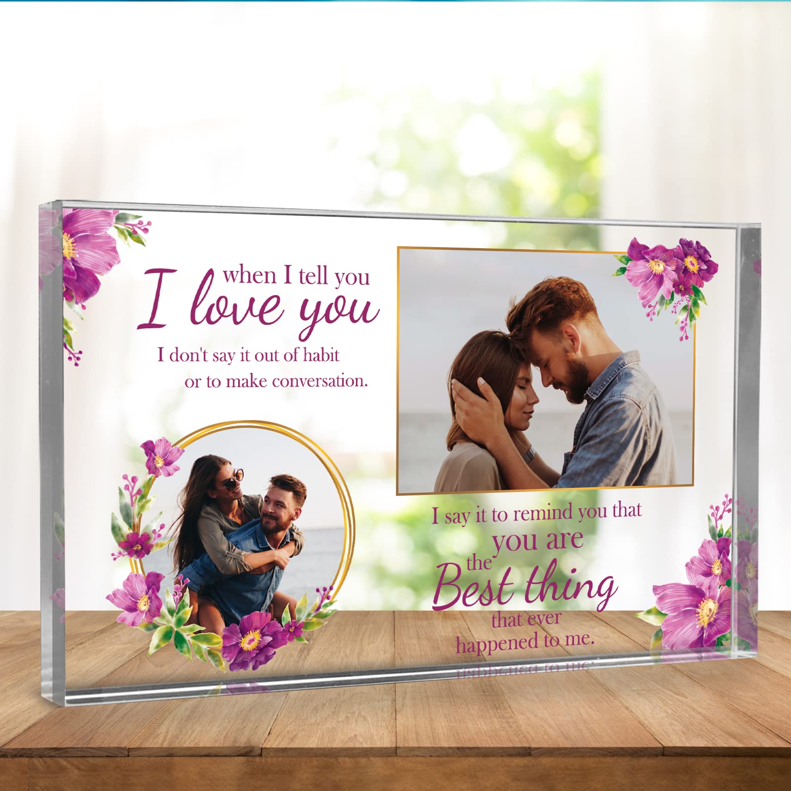 Personalised Acrylic Photo Block Frame Custom Memorial Crystal Picture Block Art Gift Anniversary Birthday Christmas Valentine's Day Father's Day Mother's Day Teacher's Day