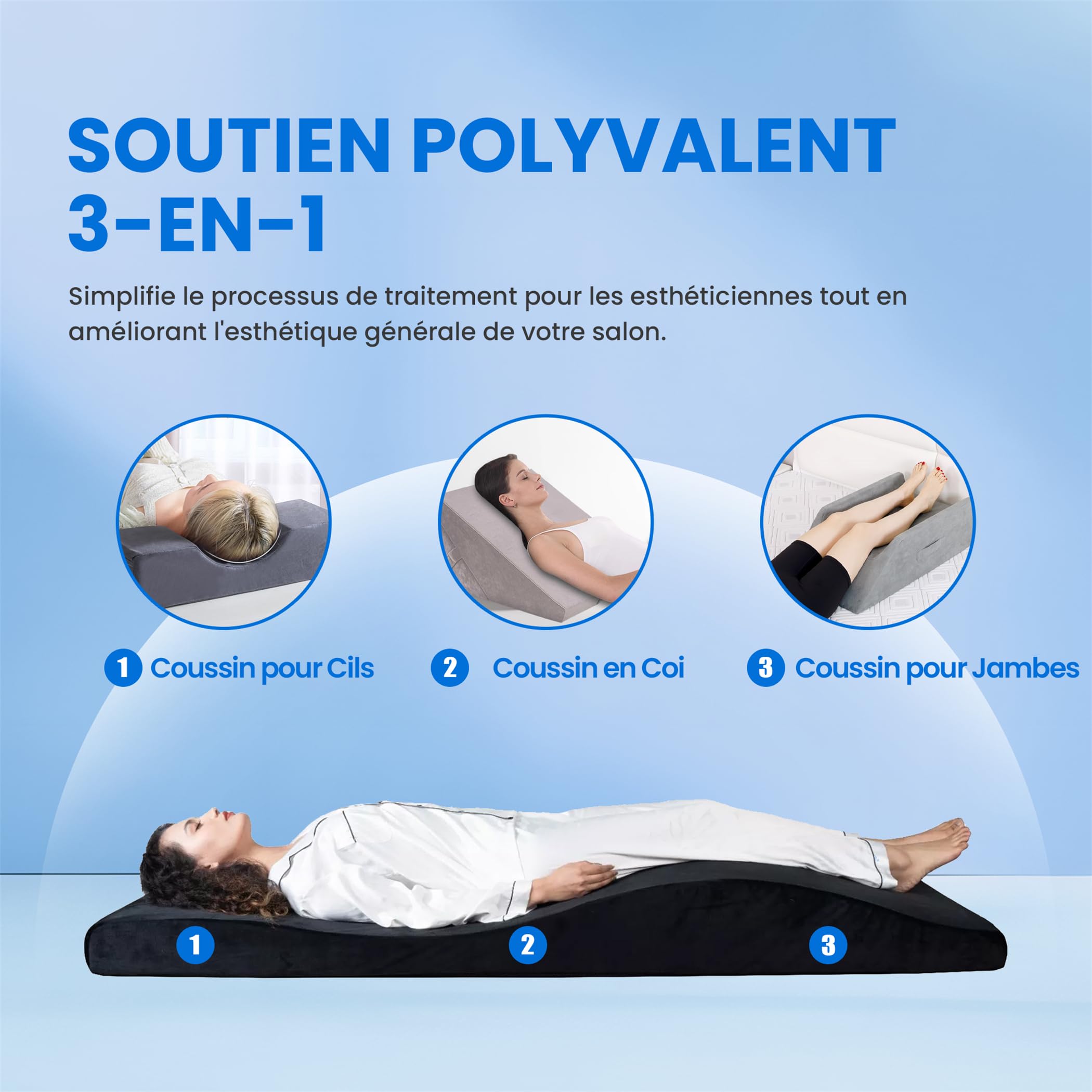 Surmatelas ergonomique incurvé en mousse à mémoire de forme pour table de massage salon de beauté (noir, 180 x 70 cm)