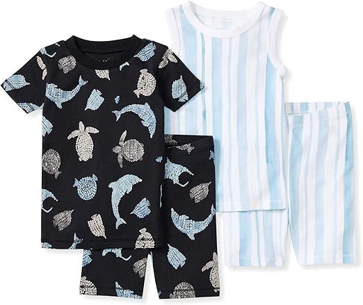 Burt's Bees Baby Baby Boys' Pajamas, Sleeve Tee and Shorts 2-Piece Pj Set, 100% Organic Cotton
