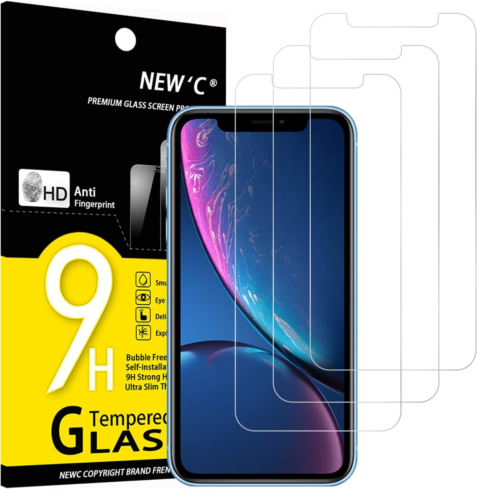3 Pack Designed for iPhone 11 and iPhone XR Screen Protector (6.1"), Enhanced Tempered Glass Protection, Case Friendly Anti Scratch Bubble Free Ultra Resistant