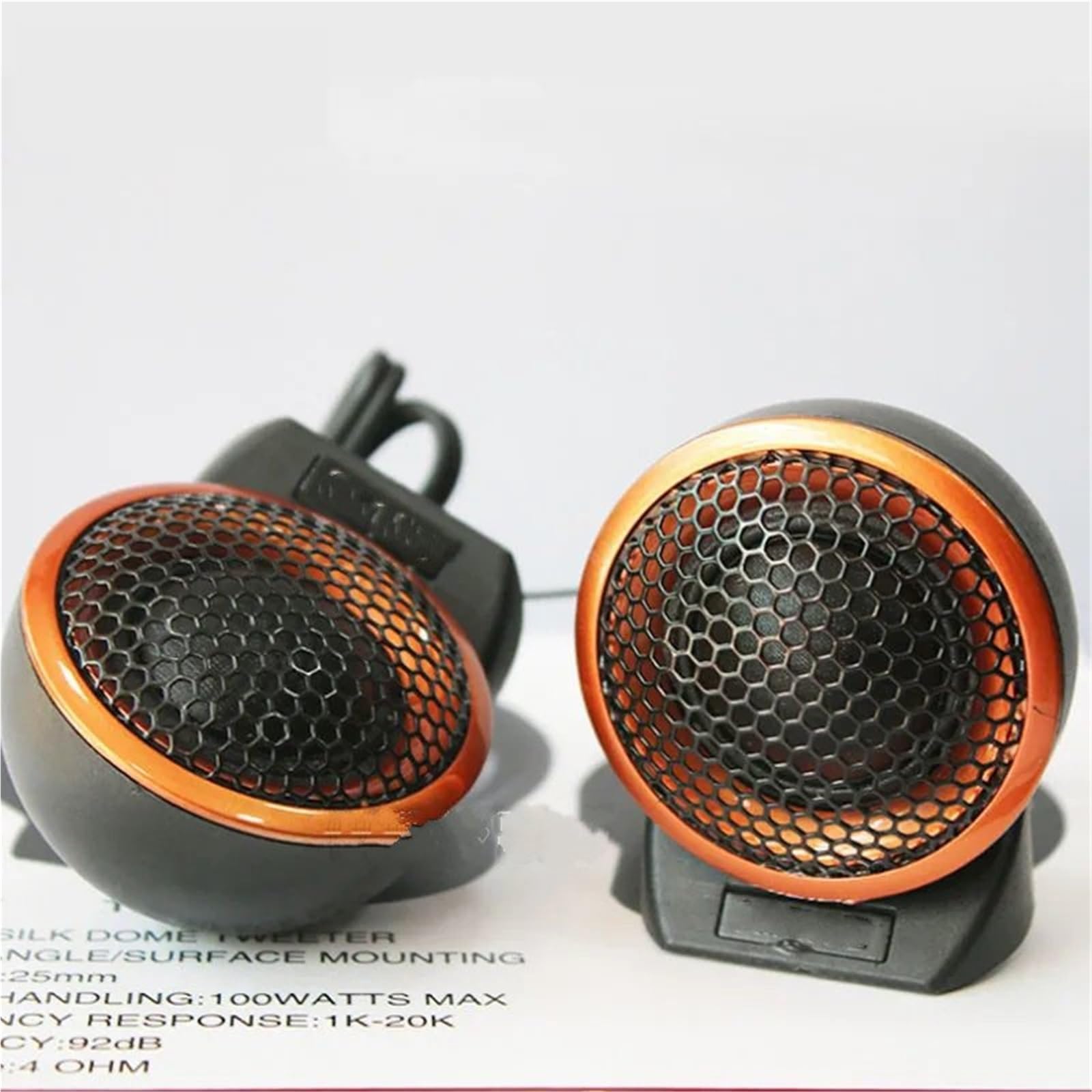 Audio para Coche Tweeters para Coche Altavoz de Coche de 2 Pulgadas con Tweeter de cúpula y Soporte de Base de Condensador, estéreo de música para vehículo, Modificado y Potente