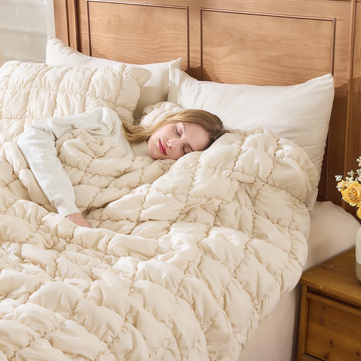 Snapklik.com : Jameswish Beige Comforter Set Full Size Bed In A Bag 7 ...