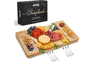 Tabla para Quesos SMIRLY: Tabla de Bambú con Accesorios para Degustar