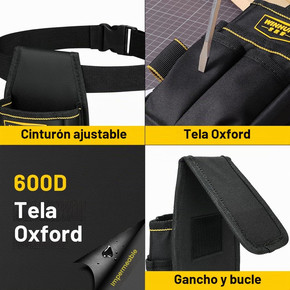 Bolsa de cinturón de Herramientas winhunt, Bolsa de Herramientas con Anillo de Martillo, cinturón de Nylon Resistente al desgarro
