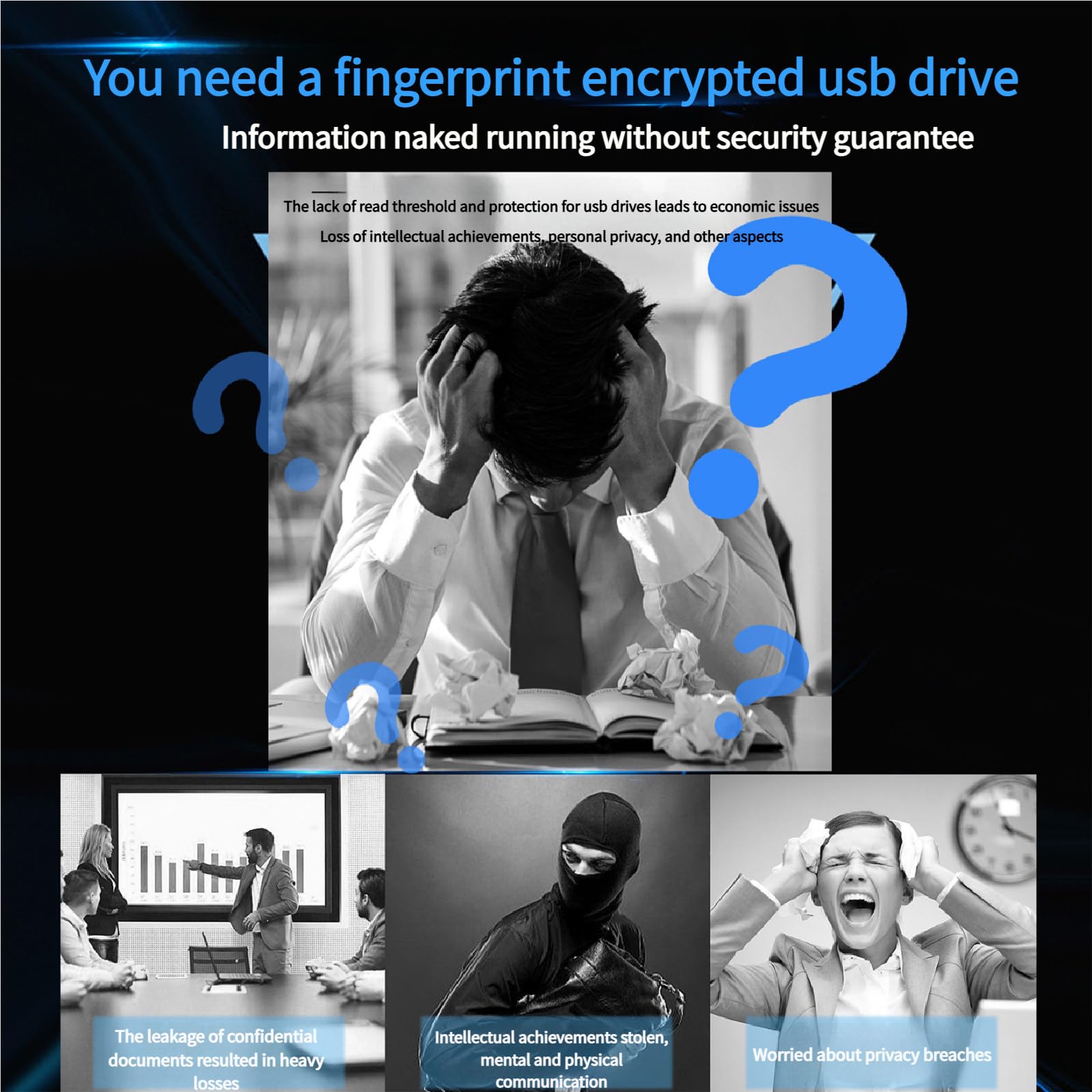 Chiavetta USB con Protezione Tramite Password e crittografia delle Impronte digitali, Fino a 29 MB/s in lettura/16 MB/s in Scrittura, 64 Impronte digitali 256GB