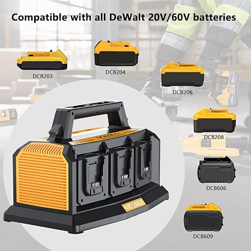 Miniatura 2 de Cargador de batería de 20 V MAX para DeWalt, estación de carga rápida de 6 puertos, compatible con baterías DeWalt 20V MAX y 60V FLEXVOLT, repuesto