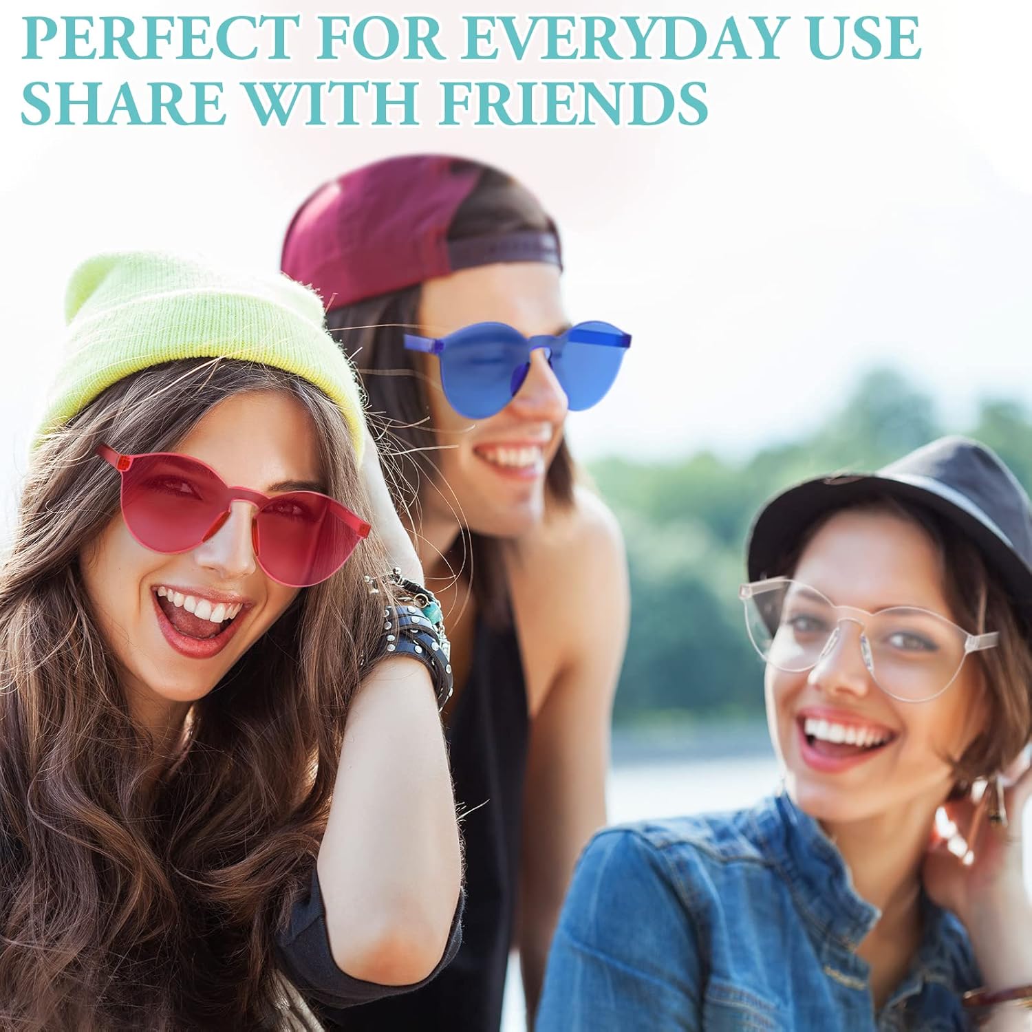 Konohan 42 Pairs Rimless Colored Sunglasses Bulk Colorful Glasses Frameless Fun Party Sunglasses Round Candy Colored Tinted Eyewear Retro Eyeglasses for Women Men Birthday Party Favor, 21 Colors - Image 5