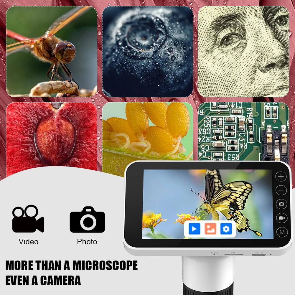 Vergrootglas Cannabis microscoop, lcd-digitale microscoop voor kinderen, 1000 x digitale USB-microscoop met professionele standaard, foto- en videofuncties, compatibel met MacOS Windows, voor kinderen