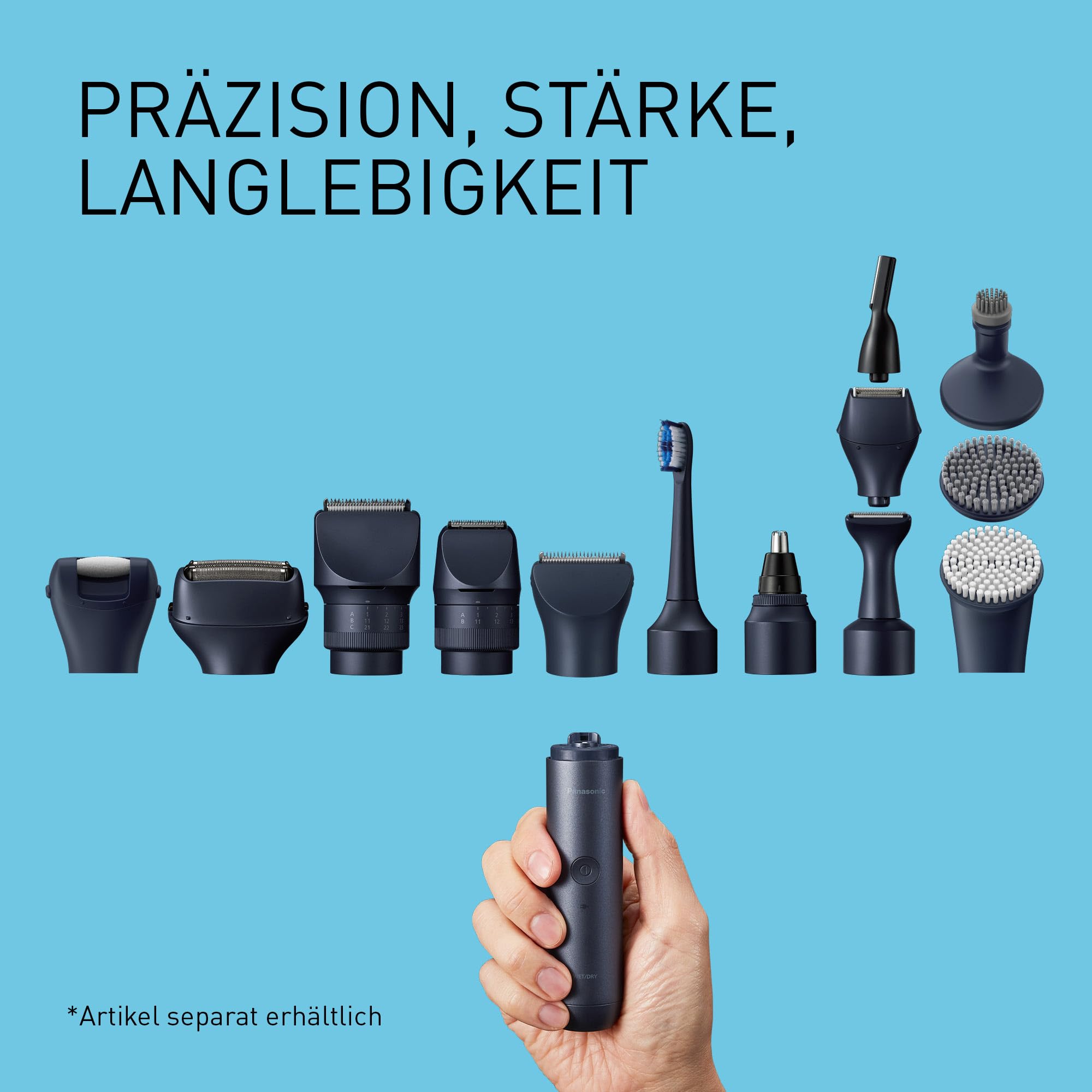 Panasonic ER-CDT1-A301 MULTISHAPE Aufsatz, Detail-Rasier-/Trimmkopf-Aufsatzset, Augenbrauen- & Bartschneider, Detail-Rasierer, Schwarz