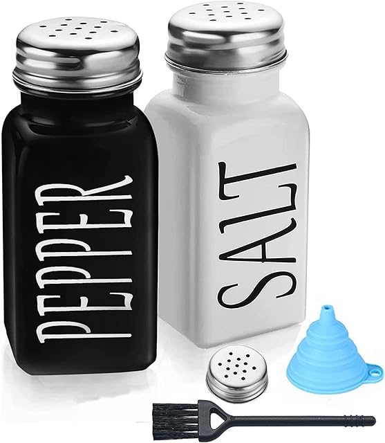 Salt and Pepper Shakers Set, Sivaopa 2 Pcs Salt and Pepper Grinder Set, Salt and Pepper Pots for Kitchen, BBQ, Camping, Restaurant, Dining Table