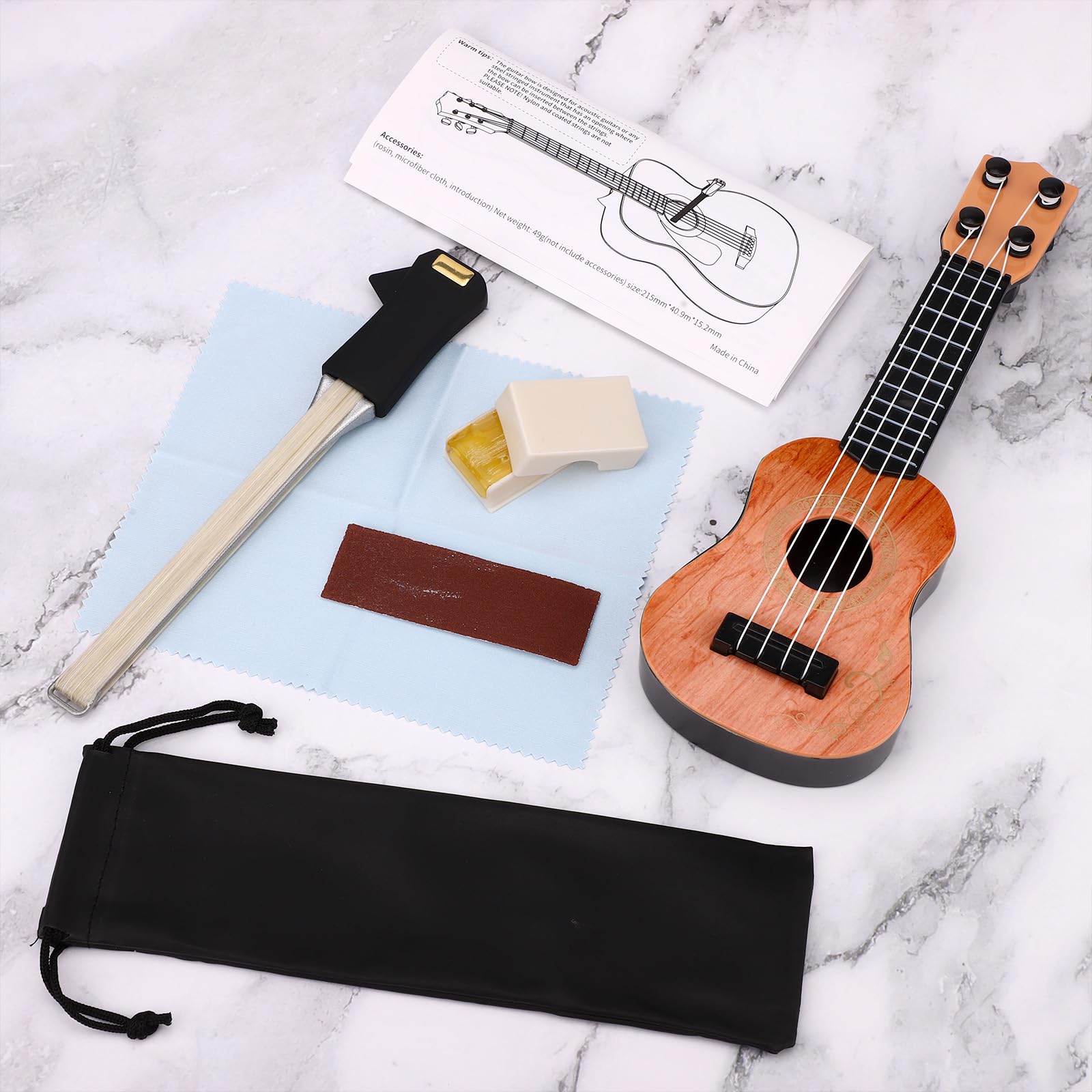 BOXOB Kit Archetto Chitarra 2 in 1, Suonare su Entrambi i Lati Archetto per Chitarra Acustica con Colofonia Carta Vetrata Panno e Borsa Portaoggetti Strumenti Creativi per Strumenti Acustici a Corde