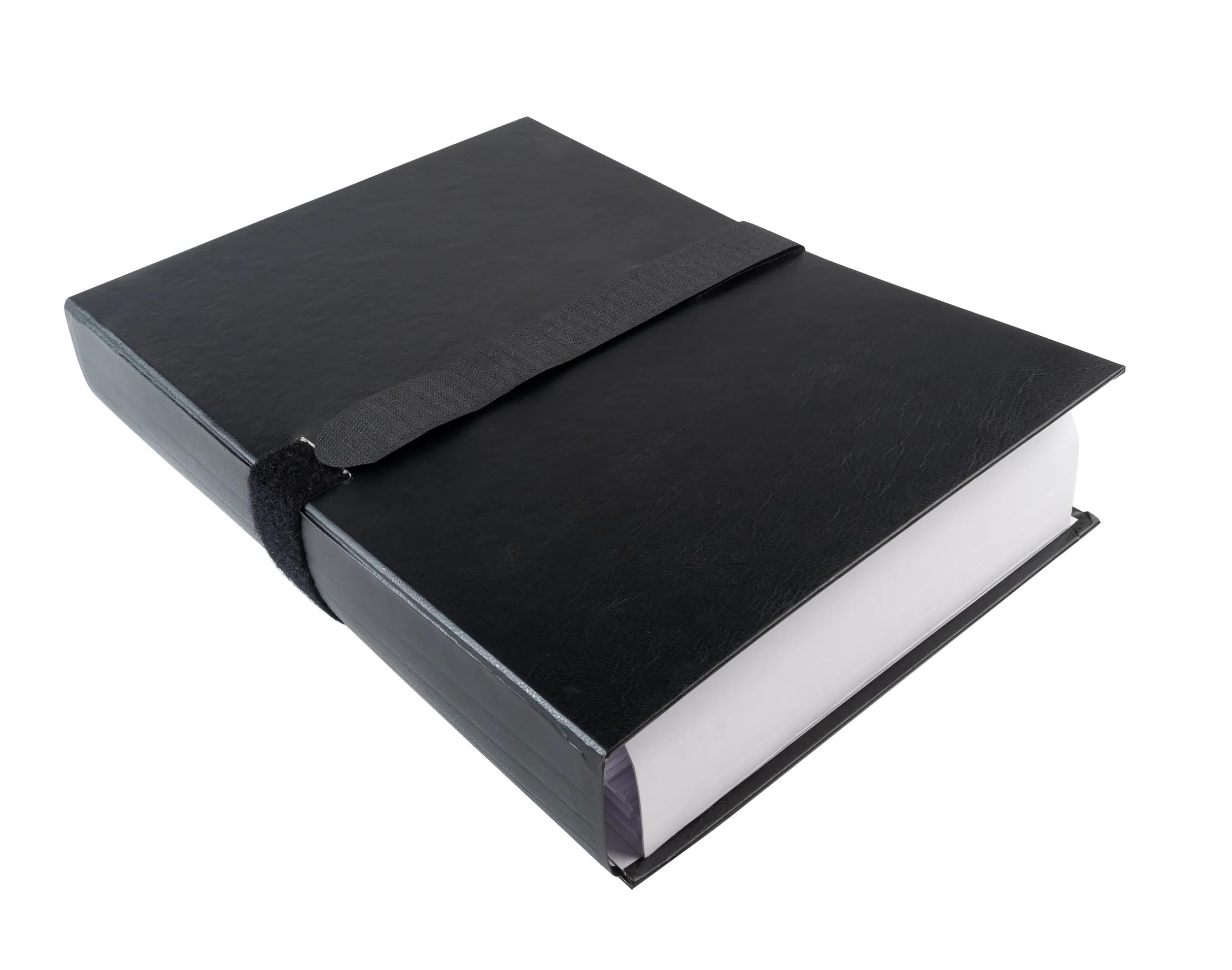 Exacompta - Réf. 621E - Carton de 10 chemises à dos extensible balacron - 1 rabat - fermeture par sangle auto-agrippante/scratch - dimensions 24 x 32 cm - pour documents au format A4 - couleur noir