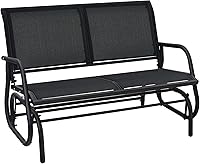 Vista 12 de Giantex Silla Mecedora Deslizante de 48 Pulgadas con Amplio Espacio, Banco de Patio Cómodo para 2 Personas para Exterior e Interior para Patio