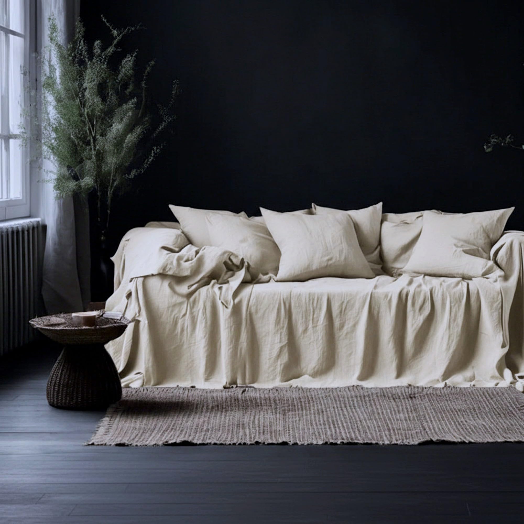 L'Emporio Casa Tela para sofá o cama, de tela gruesa y robusta, de algodón Panamá, 160 x 260 x 280 cm, 360 x 280 cm, tamaño maxi, sábana cubretodo de algodón, Granfoulard Made Italy (crudo, 360 x 280)