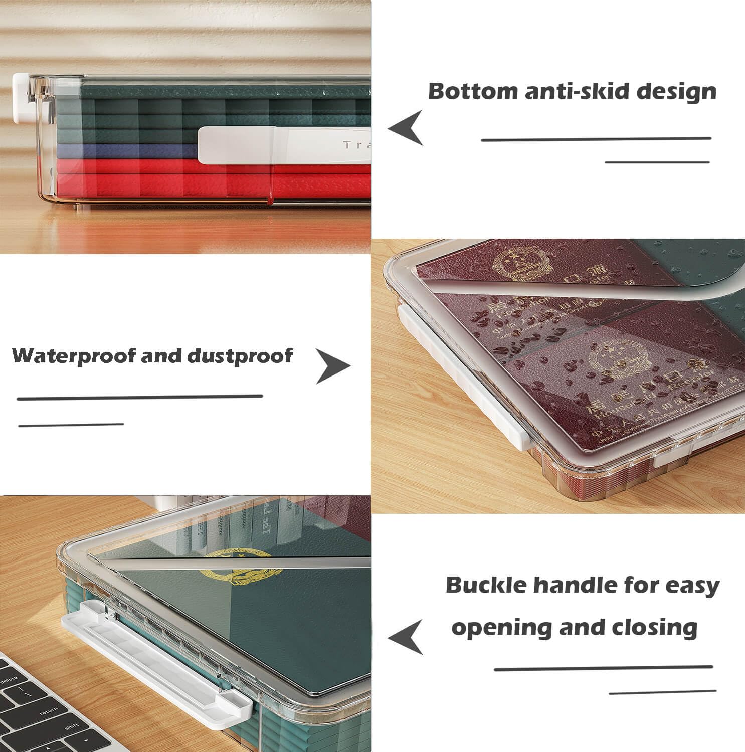 Paquete de 2 cajas de almacenamiento de plástico transparente con tapas, apilables, cajas de almacenamiento de papel para organizar papel de archivo A4, documentos, fotos, álbumes de