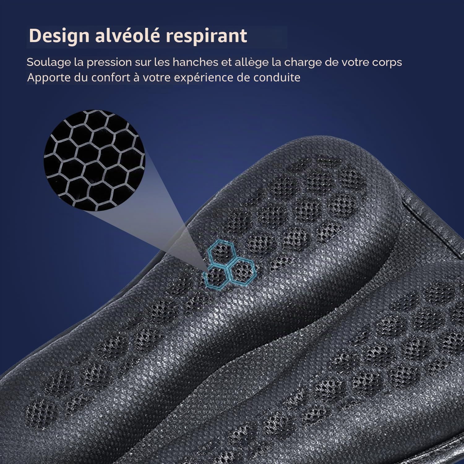 Coussin de siège de moto pliable pour passager, haute élasticité, gel 3D, nid d'abeille, confortable, respirant, absorption des chocs pour housse de siège longue conduite