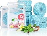 3 Flavors Waxed Dental Floss Expanding,Natural Mint,Vanilla and Coconut Floss String for Gentle,Oral Care Whitening Tooth,Plaque Remover for Teeth,12 Spools(32.8 yd Each)