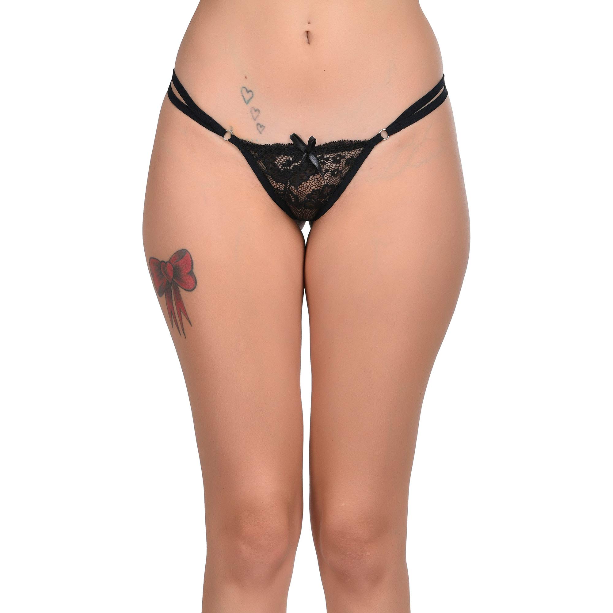 myza Women's Polyester Spandex Solid G Sting/Thong g stingthong Underwear for Ladies/Girls (Black 39)-picture-28