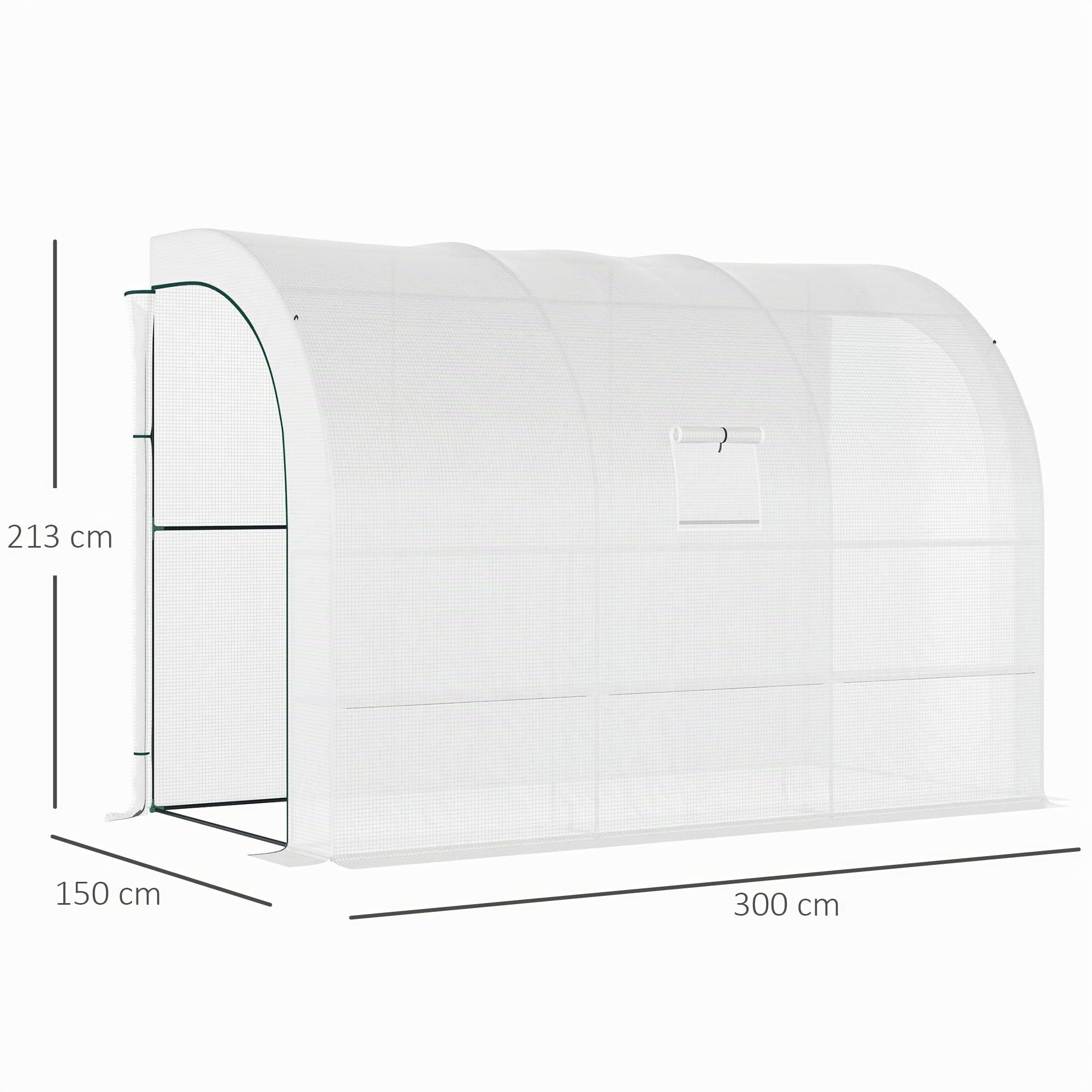Outsunny Serre de Jardin Adossée Serre de Balcon 300x150x213cm Blanc