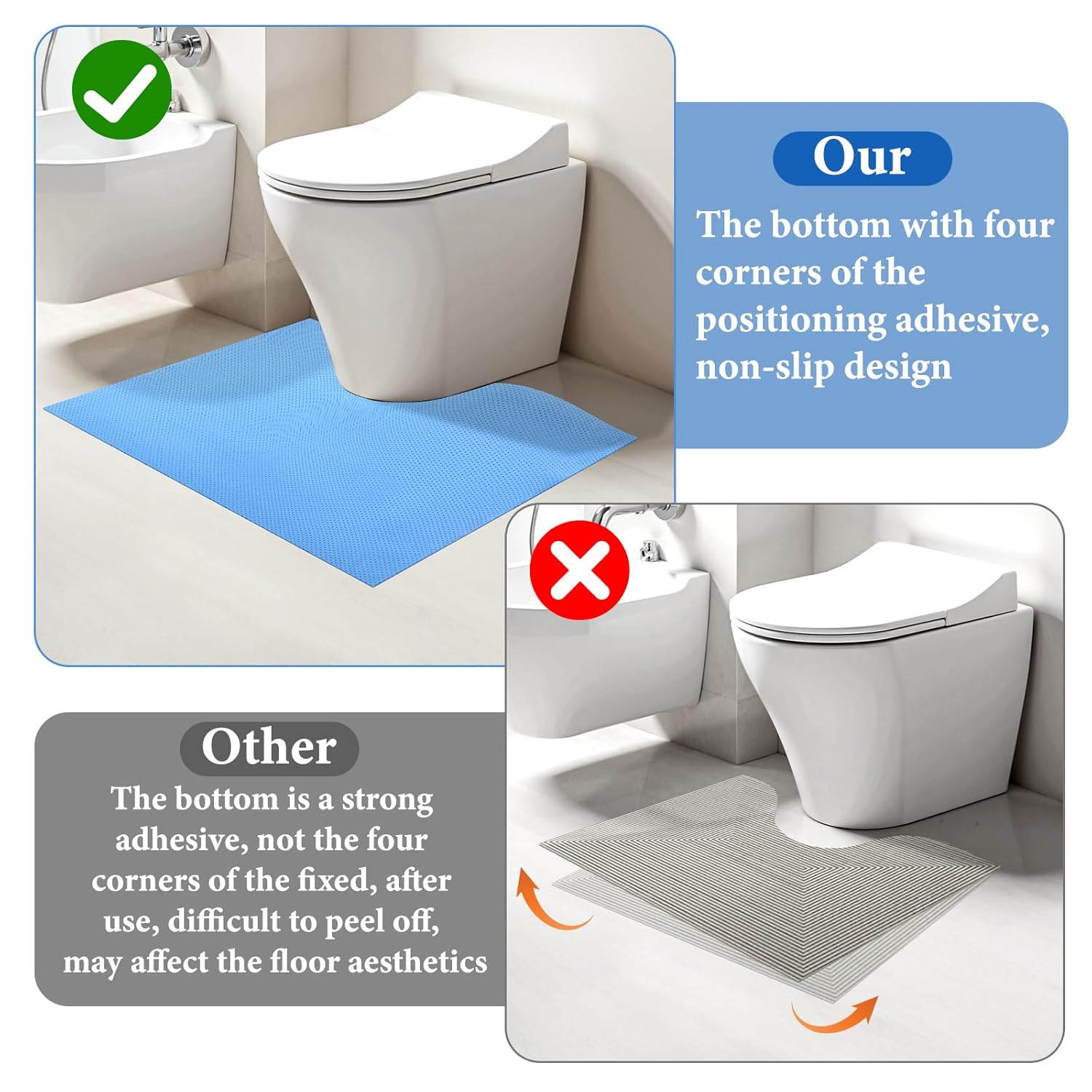30 Pack Disposable Toilet Mats Non-Slip Toilets Floor Protector from Urine Absorbent Toilet Floor Mat U Shaped Toilets Mat for Bathroom, Blue, 22" x 20" - Image 6