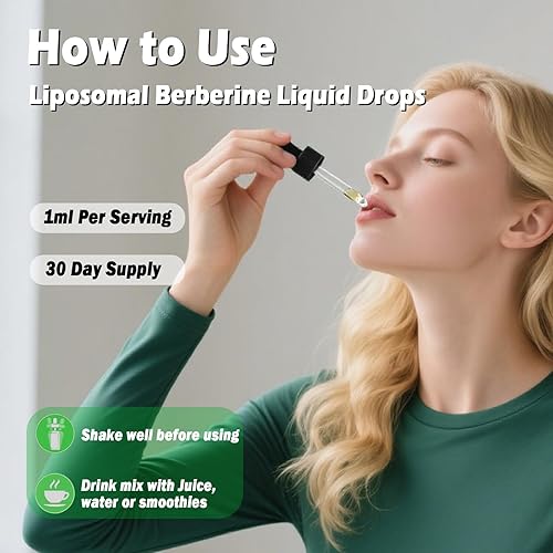 Miniatura 7 de Gotas líquidas de berberina liposomal, berberina HCL 14 en 1 con ceilán, canela, cromo, picolinato de magnesio, melón amargo, cardos lácteos