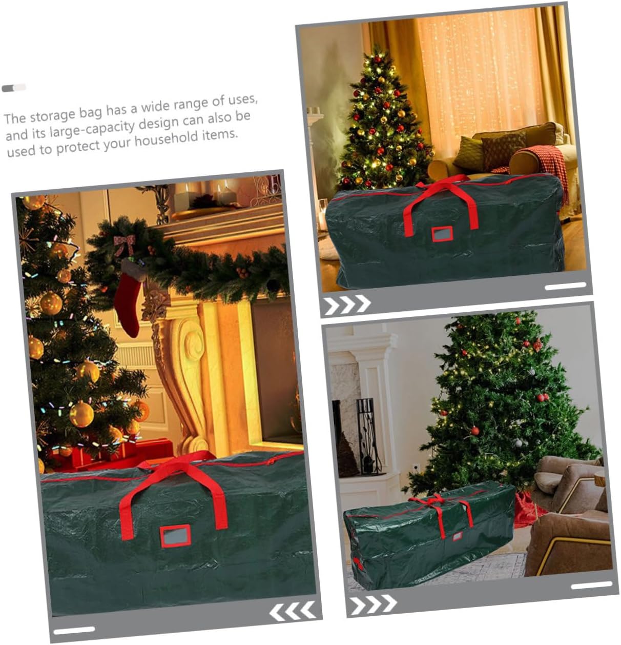 Christmas Tree Storage Bag 135x34x68cm Waterproof Household Organizer with Handles Green Holiday Tree Carrier Storage and Party Décor