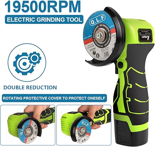 Miniatura 31 de Kit de amoladora angular inalámbrica sin escobillas, mini herramienta de molienda angular eléctrica de 19500 rpm con batería de 2 x 16.8 V 2000 mAh