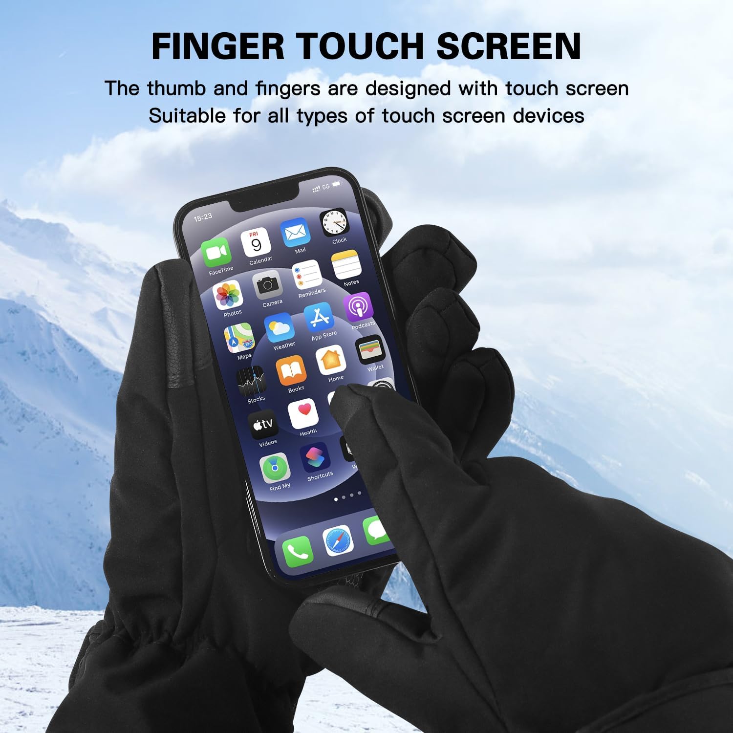 Heated Gloves, Winter Electric Warm Gloves for Men Women, Automatic Thermostat | Waterproof Winter Touchscreen Warming Gloves Outdoor Work | Ski | Hunting | Fishing | Motorcycle | Cycling, Black L