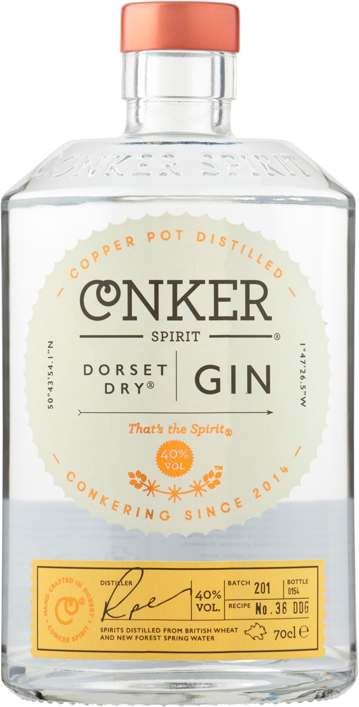 – Dorset Dry Gin 70cl – British Craft Unique Dry Gin, Copper Pot Distilled, Made on the Jurassic Coast with 10 Botanicals, Perfect for G&Ts, London Dry Inspired, 40% ABV