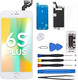 Tela de reposição para iPhone 6S Plus com botão Home 5,5 polegadas, branco, 6splus 3D Touch LCD Display Digitalizador Montagem completa com ferramentas de fixação, sensor de alto-falante da câmera frontal, kit de reparo de vidro para A1634, A1687
