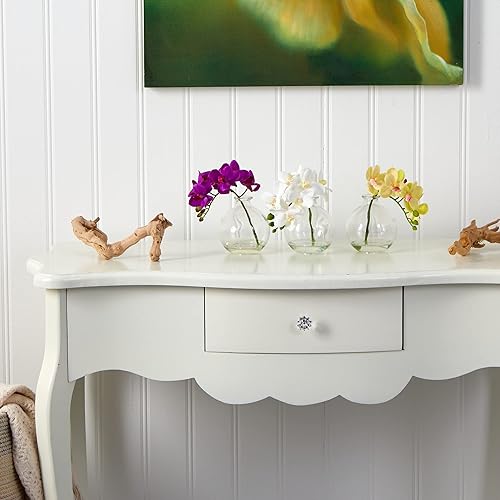 Miniatura 4 de Nearly Natural 4208-S3 - Arreglo artificial de orquídea Phalaenopsis de 9 pulgadas en jarrón (juego de 3) Arreglo de orquídeas Phalaenopsis de 9