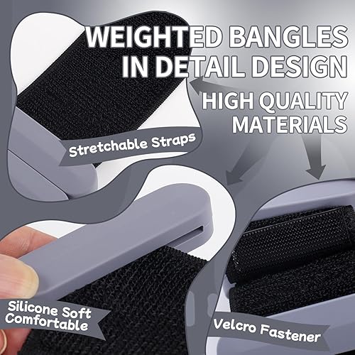Miniatura 5 de Pesas de muñeca  Pesas ajustables para tobillo y muñeca para mujeres y hombres  Juego de pulseras con peso de 2 libras (1 libra cada una)  Pesas