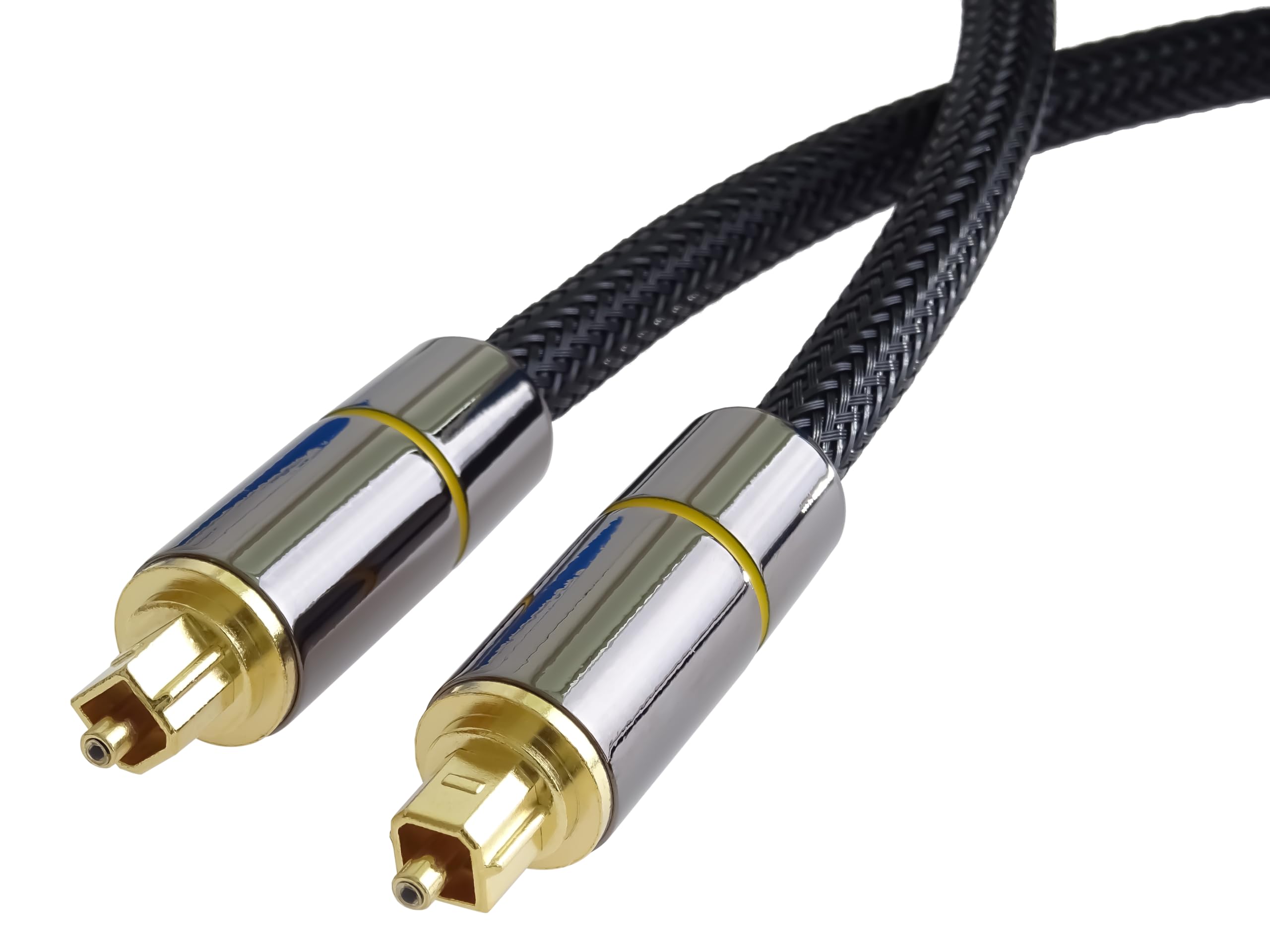 PremiumCord Optyczny Kabel Audio Toslink 0,5 m, Złącze Wtykowe Toslink, Kabel Cyfrowy do Systemu Stereo Hi-Fi Soundable TV, HQ Audio, Metalowa Konstrukcja + Nylon, Kolor Czarny, Złoty