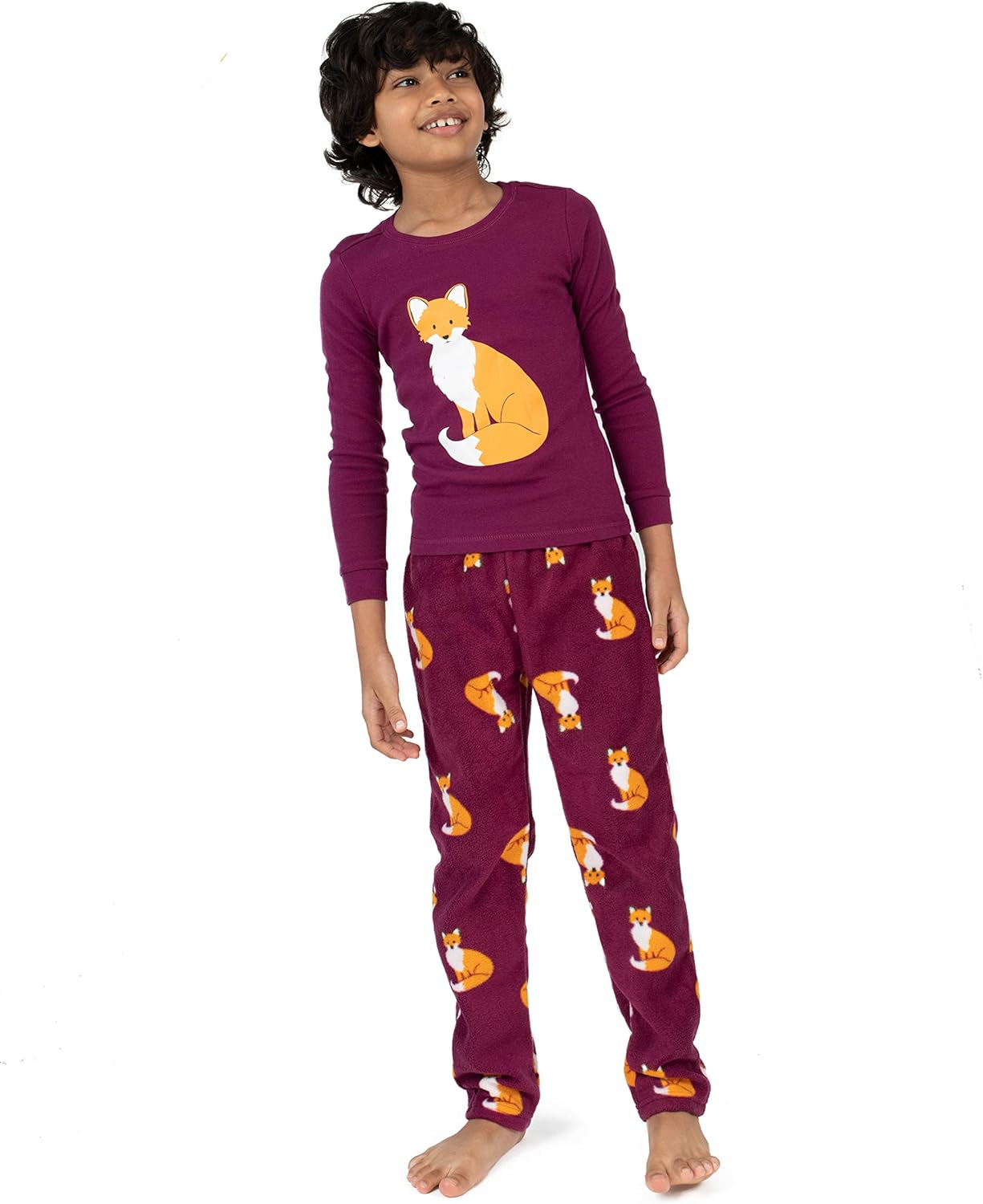 Leveret Kids & Toddler Pajamas Boys Girls 2 Piece Pjs Set Cotton Top & Fleece Pants Sleepwear (2-14 Years) - Image 2