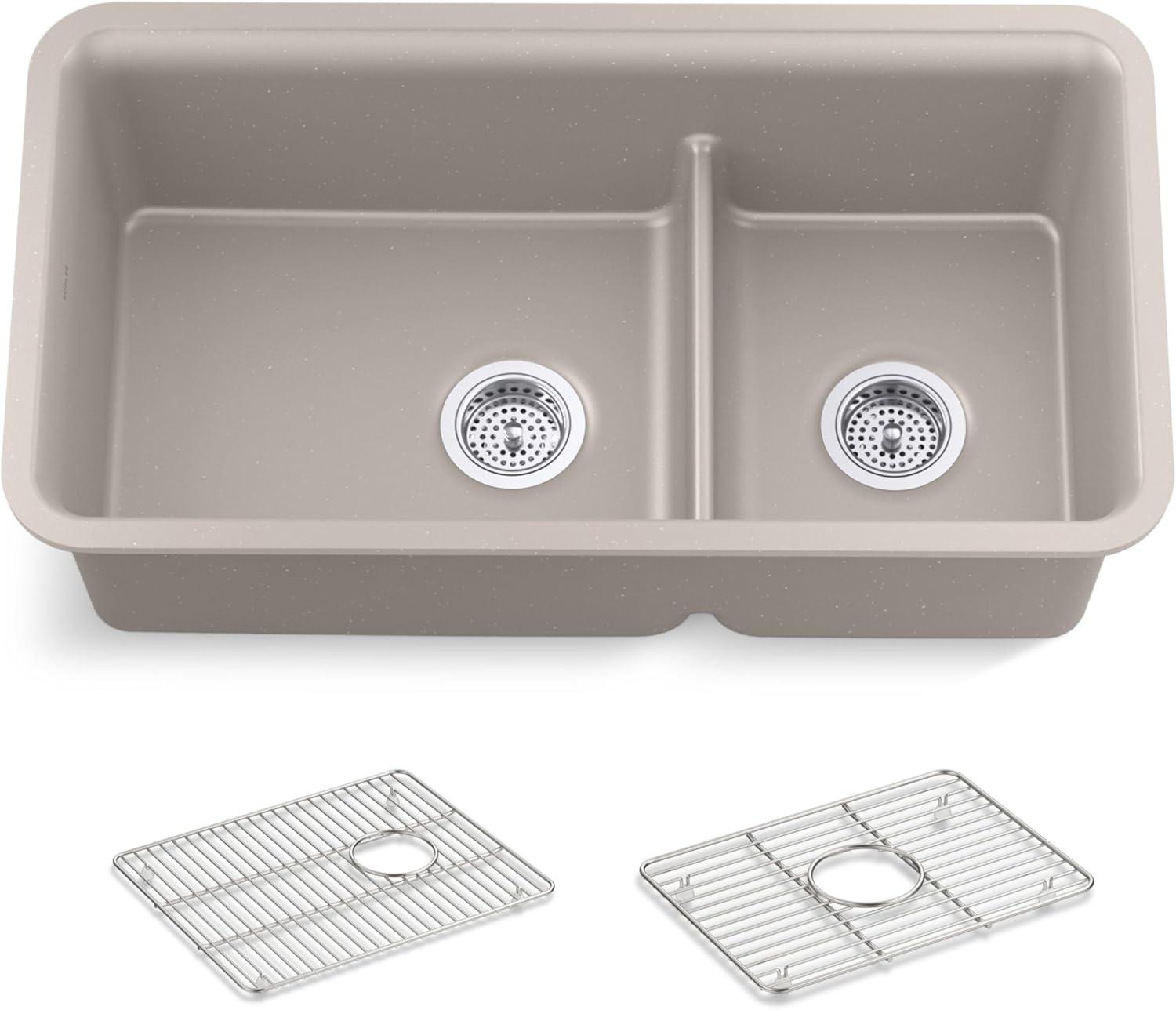 Kohler 27786-CM3 Cairn® Smart Divide® 33-1/2" undermount double-bowl kitchen sink, Matte Taupe