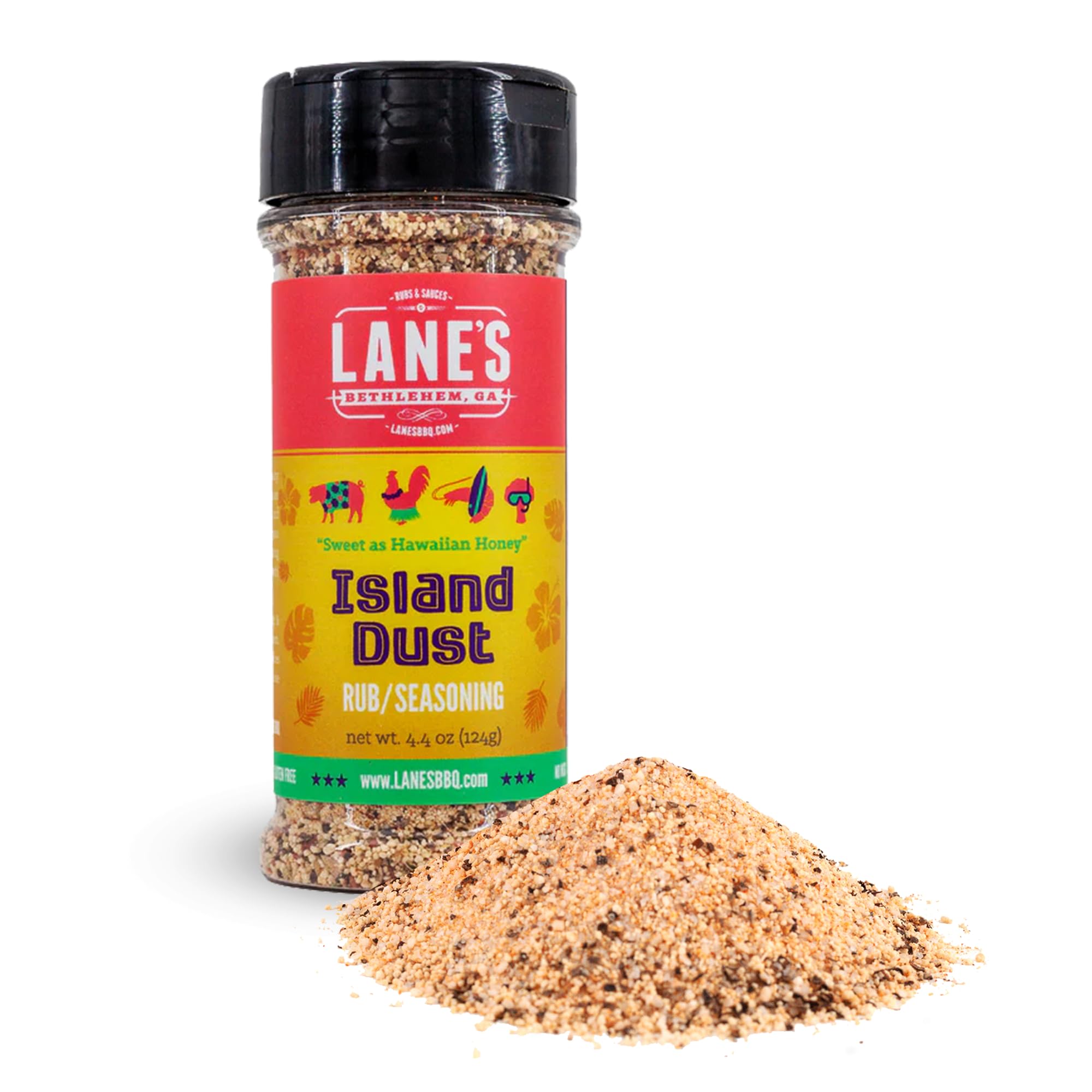 Lane's Island Dust Rub Alaea Hawaiian Sea Salt Seasoning Salt, All-Natural Hawaiian Alea Red Sea Salt Spice for Seafood & Meat, Made in USA, 4 Oz