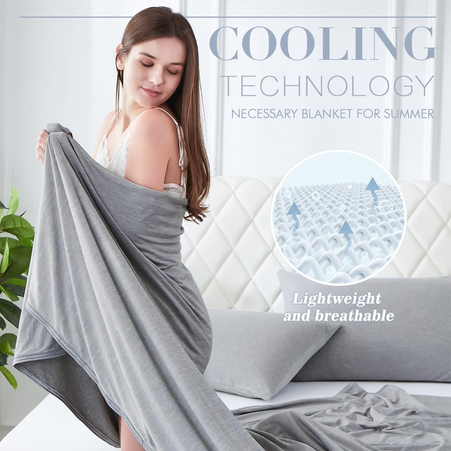 LUXEAR Cooling Pillowcases & Cooling blanket78*86 Japanese Q-Max 0.45 Arc-Chill Cooling Fiber, Breathable, Soft, Eco-Friendly for Adults, Children, Babies. Keep Cooling in Summer Night