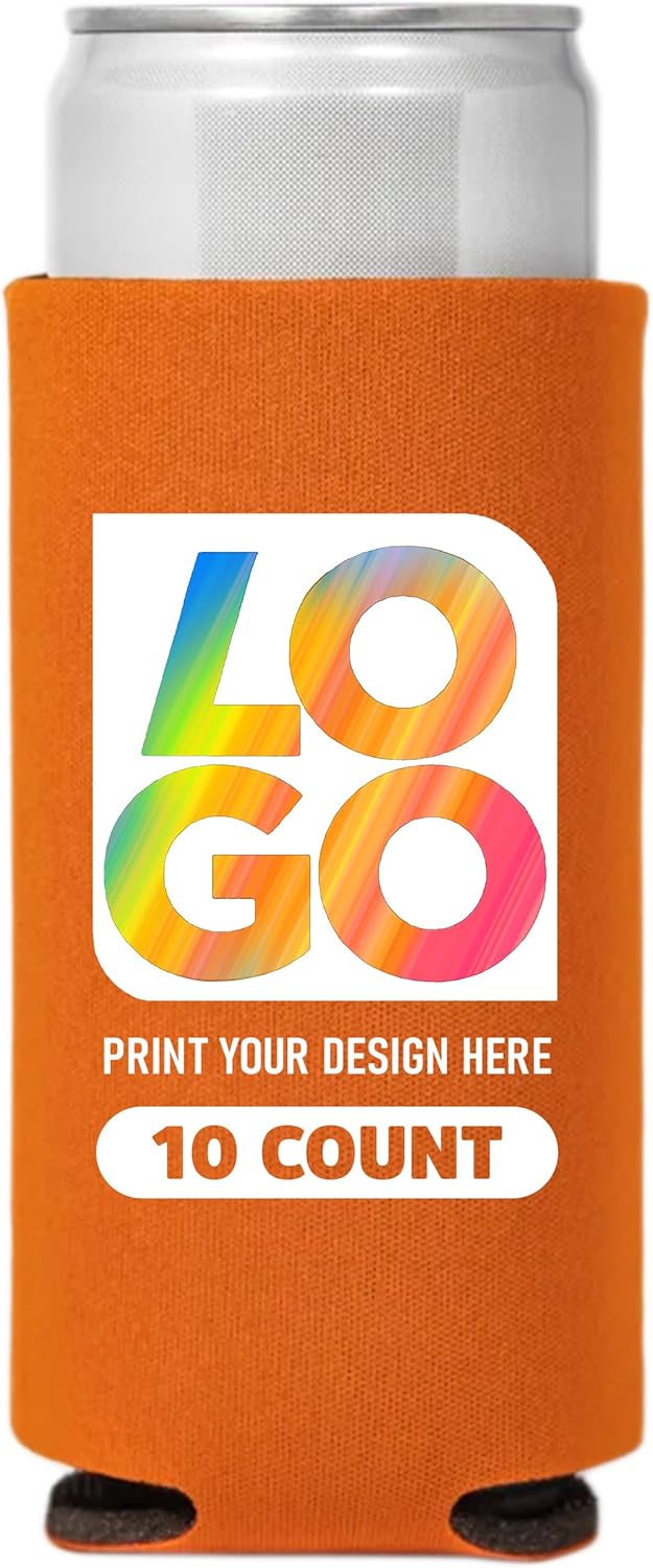 Personalized Full Color Collapsible Slim Can Coolers - Ideal for Soda Cans & Glass Bottles - Custom Party Supplies and Beverage Insulators