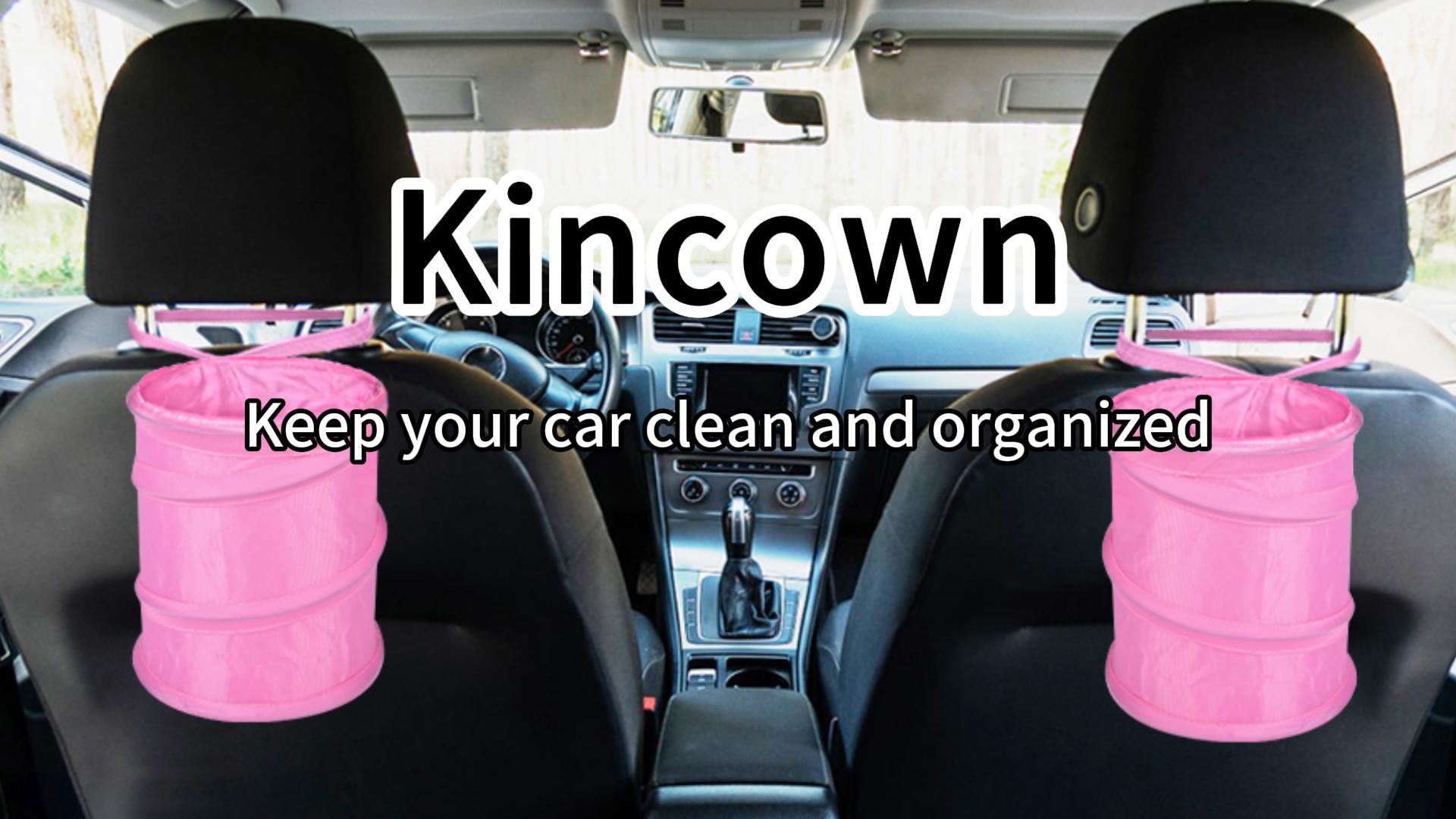 Image of Car Trash Can, 2 Packs Mini Car Garbage Can, Collapsible Trash Bin | Pop-Up Trash Can for Car Front Back Seat, Portable Car Trash Bag Hanging for Vehicle SUV Rv Truck Accessories Interior, Pink