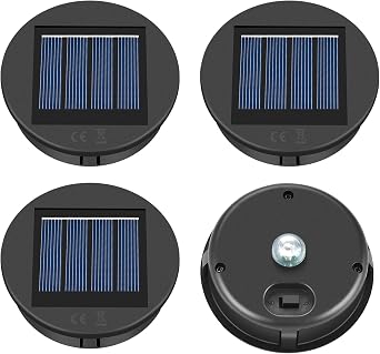 ELUTENG Solar Light Replacement Top 4 Pack Top Size 3.15 inch, Bottom Size 2.83 inch LED Solar Lantern Light Lids Outdoor Waterproof Replacement Solar Light Tops Warm White LED