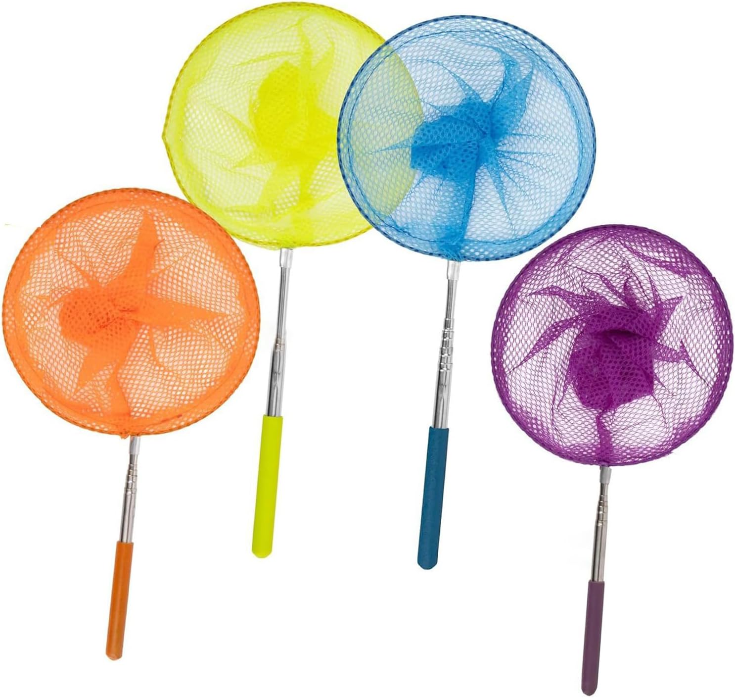 4pack Stainless Steel Dragonflies Net Telescopic Metal Handle Fishing for Colorful Telescopic Nature Exploration Toy