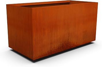 Corten Steel Metal Planter Box, Rectangular Sizes, Modern Garden Steel Planters for Commercial and Residential Outdoor Use.